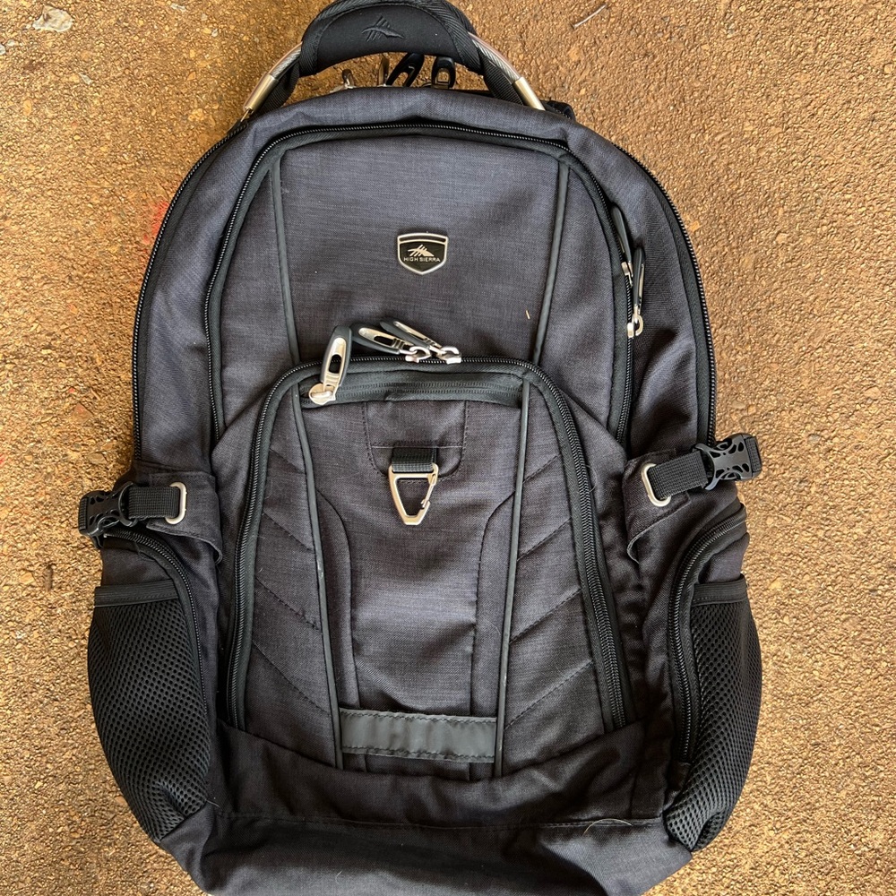High Sierra Black Men's Backpack with Silver Accents